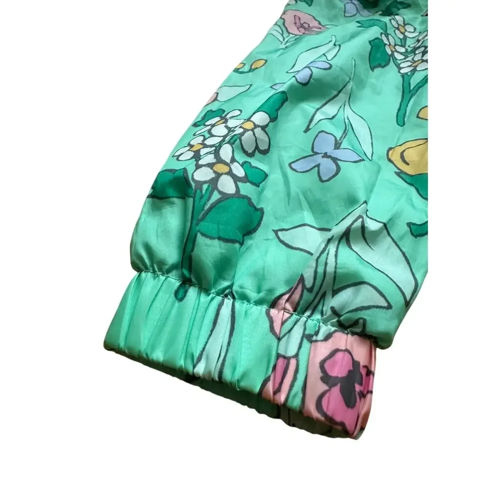 Cat & Jack Girls Toddler Rain Coat Jacket Green with Flower Design Size 18M - Picture 6 of 8